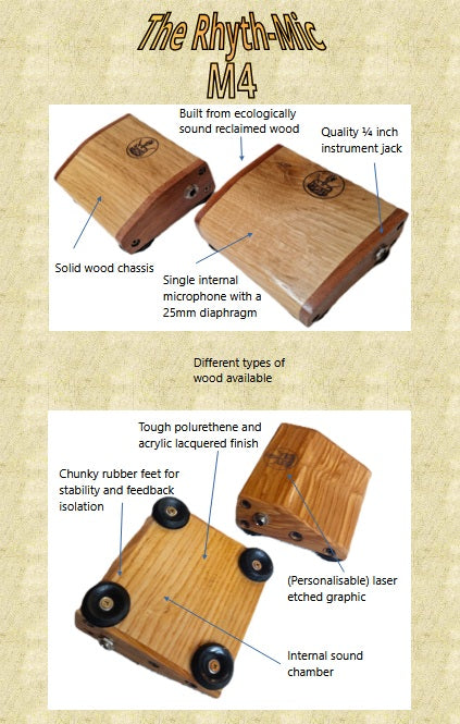 Rhyth-Mic M4 Professional Wooden Percussion Stomp Box for Live Performance and Recording
