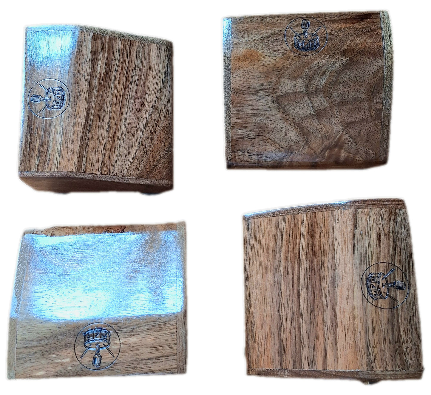 Rhyth-Mic M4e compact solid walnut wood percussion stompbox Microphonic.