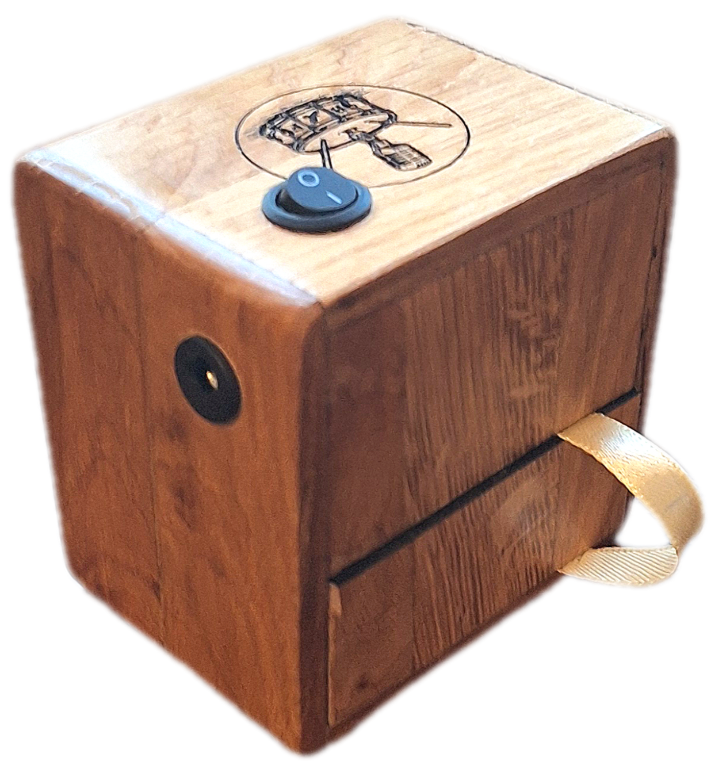 Active audio signal mixer preamp for guitar vs stompbox, cajon, drum, microphone, effects. Handmade oak.